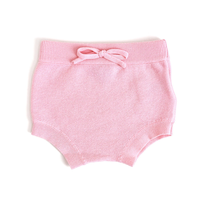 baby girls sweater knit bloomers with faux tie in light pink