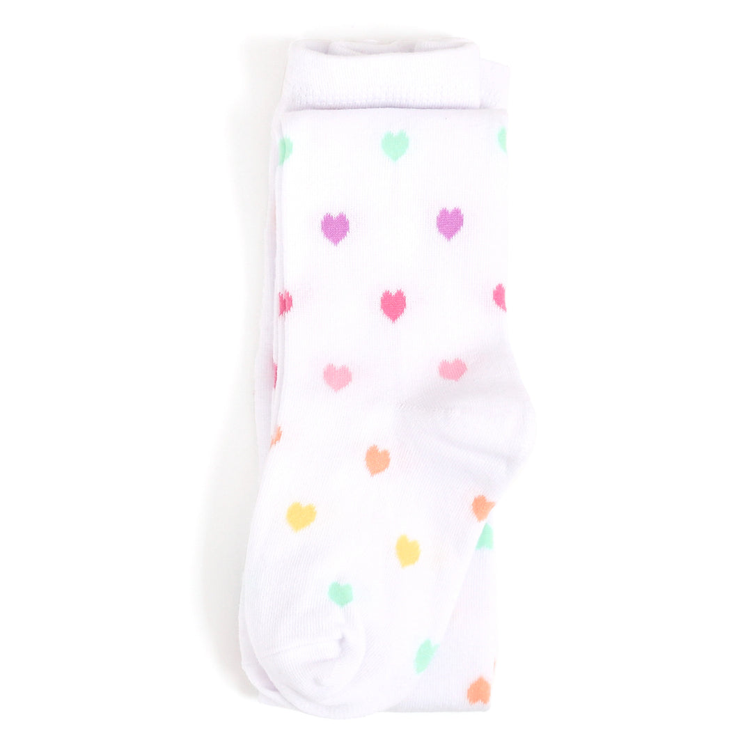 rainbow heart pattern tights for babies, toddlers and girls