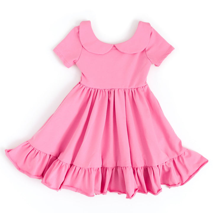 taffy pink girls charm dress with collar and pockets