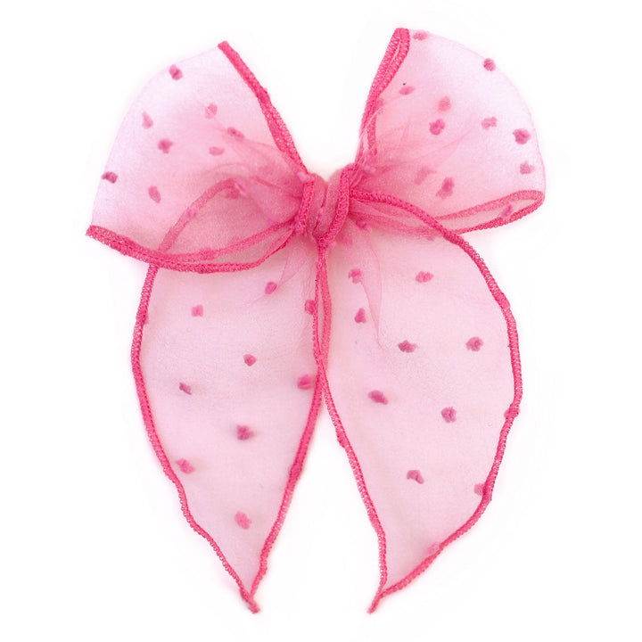 taffy pink sheer dot hair bow 