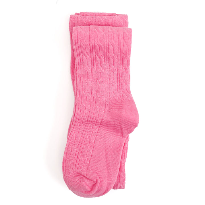 taffy pink cable knit tights for girls