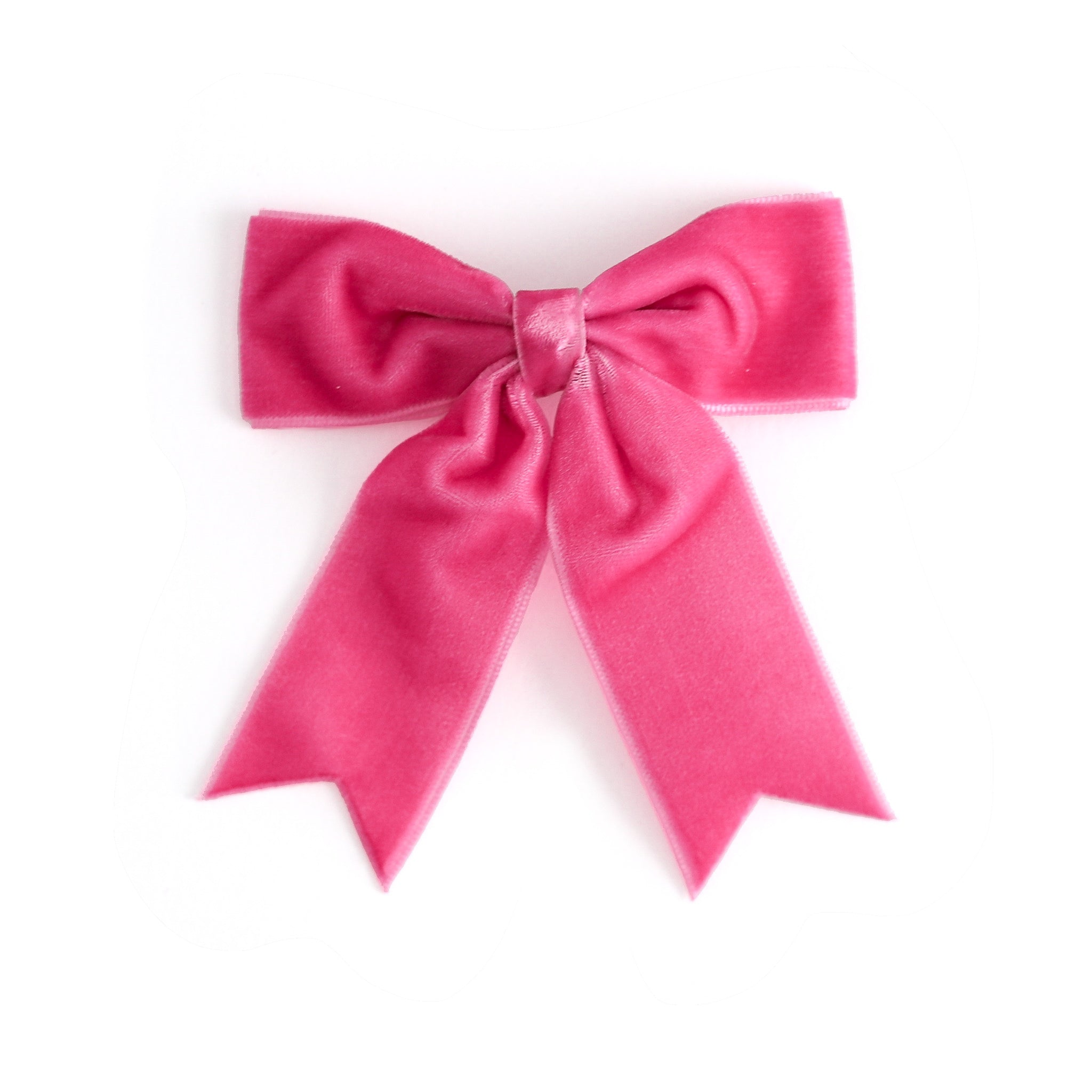 girls' pink velvet ribbon bow with dovetails