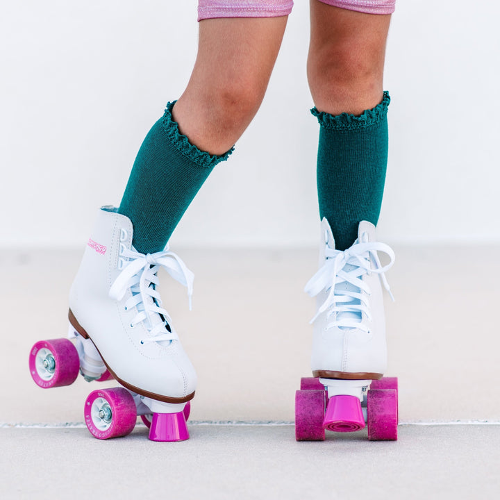 Lace Top Knee High Socks - Teal