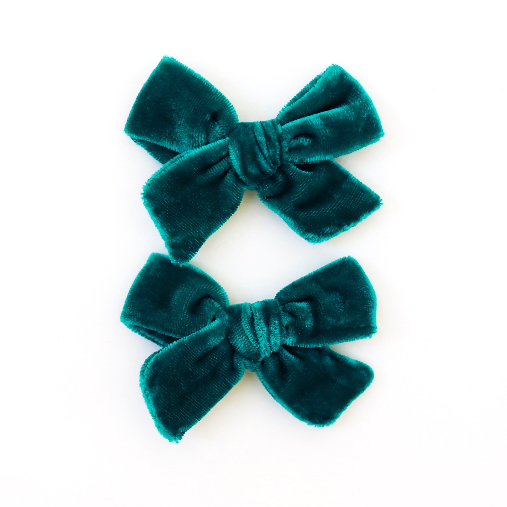 teal velvet pigtail bows