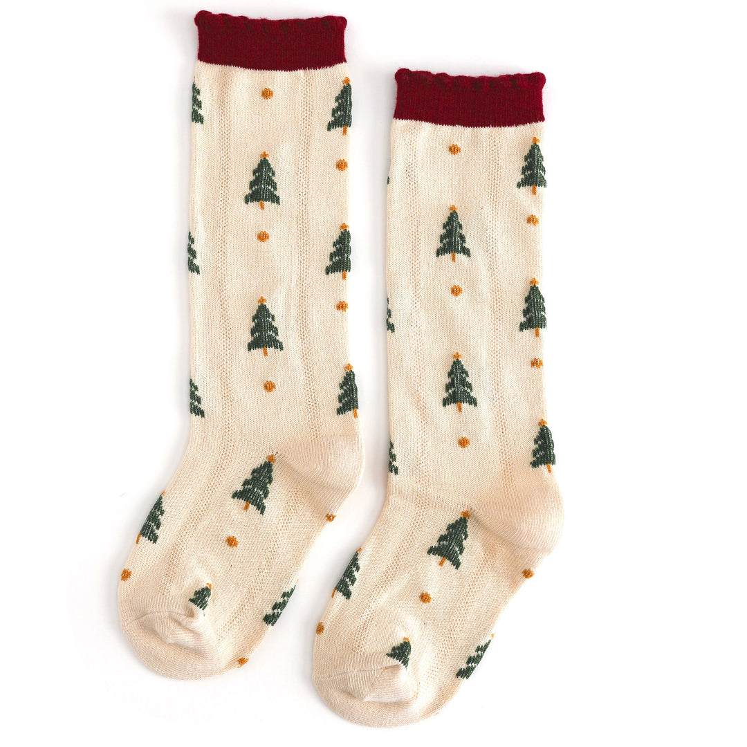 girls knee high socks with christmas trees