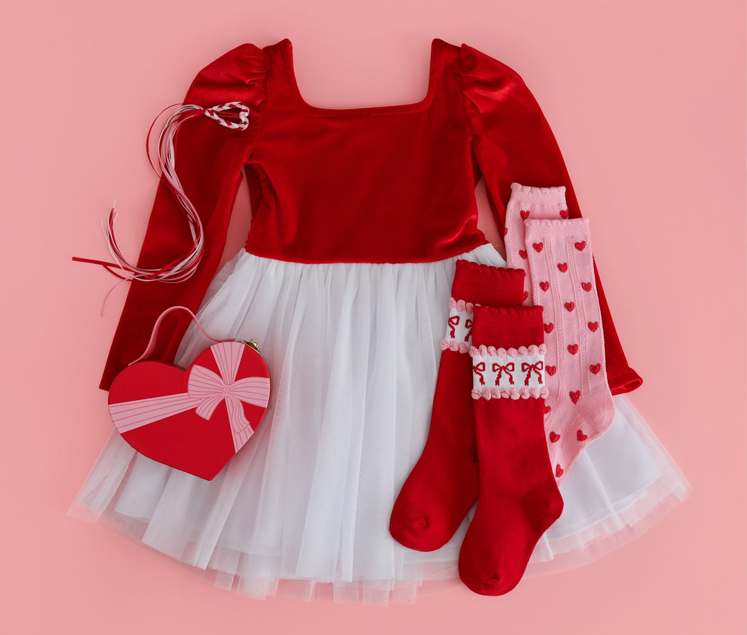 Girls' Velvet Tutu Christmas Dress - Santa Baby, Red & White Little Stocking Company Girls' Velvet Tutu Christmas Dress - Santa Baby, Red & White Little Stocking Company