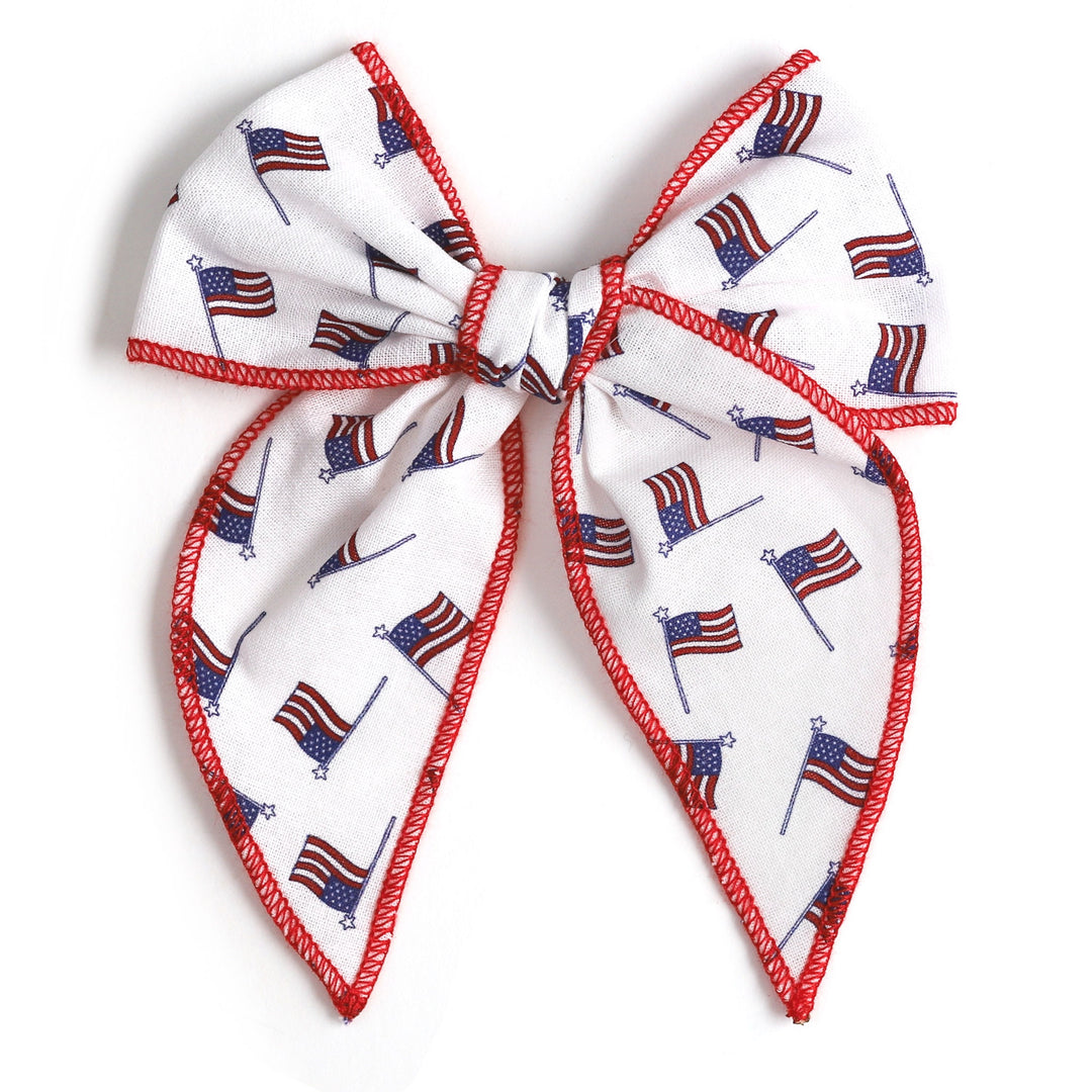 4th of july flag print hair bow