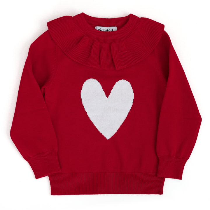 girls valentine's day knit sweater with big heart