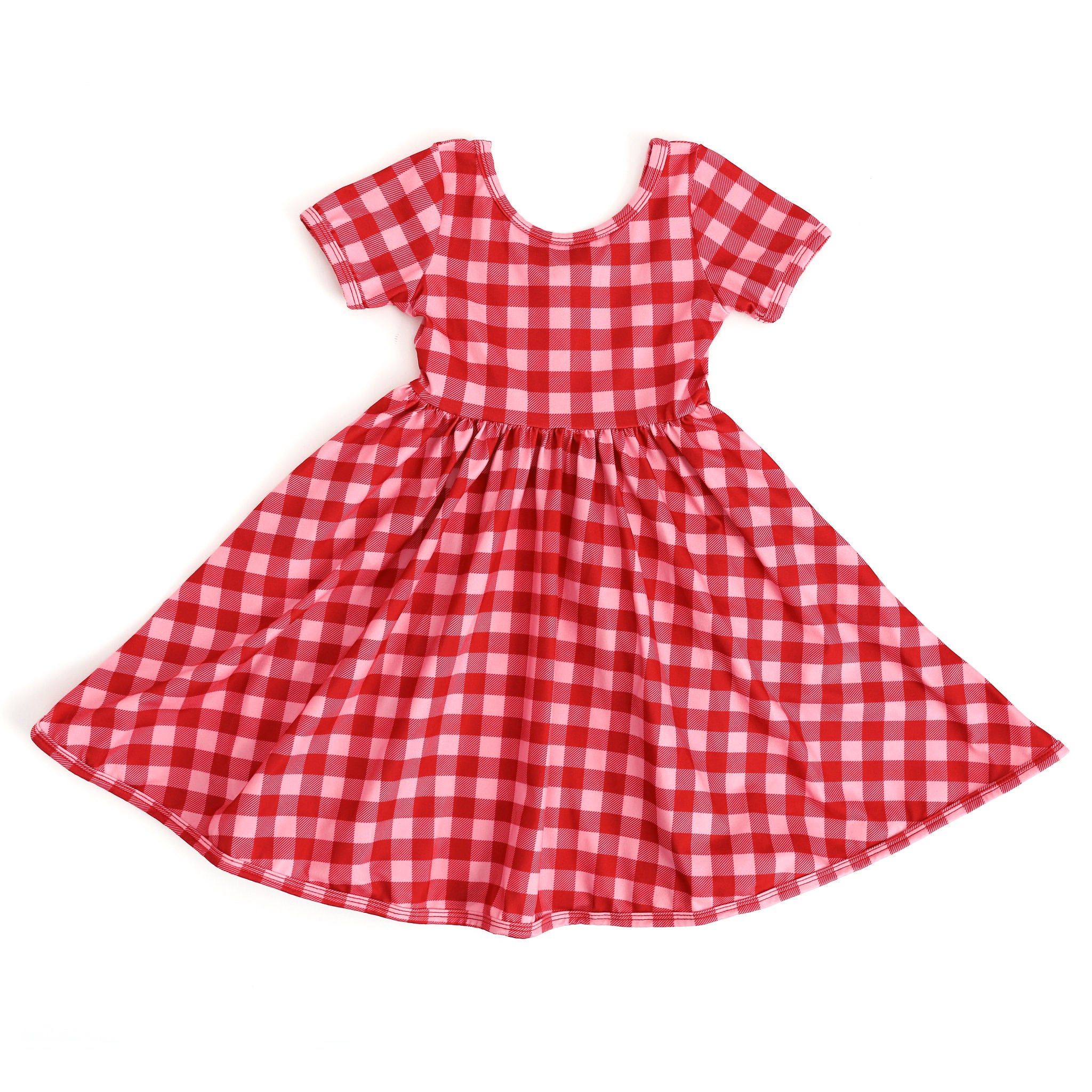 girls valentine's day dress in red and pink gingham