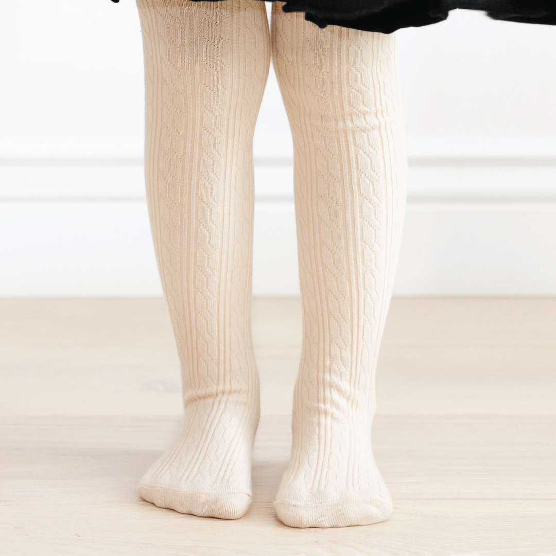 Cream cable knit tights baby best sale