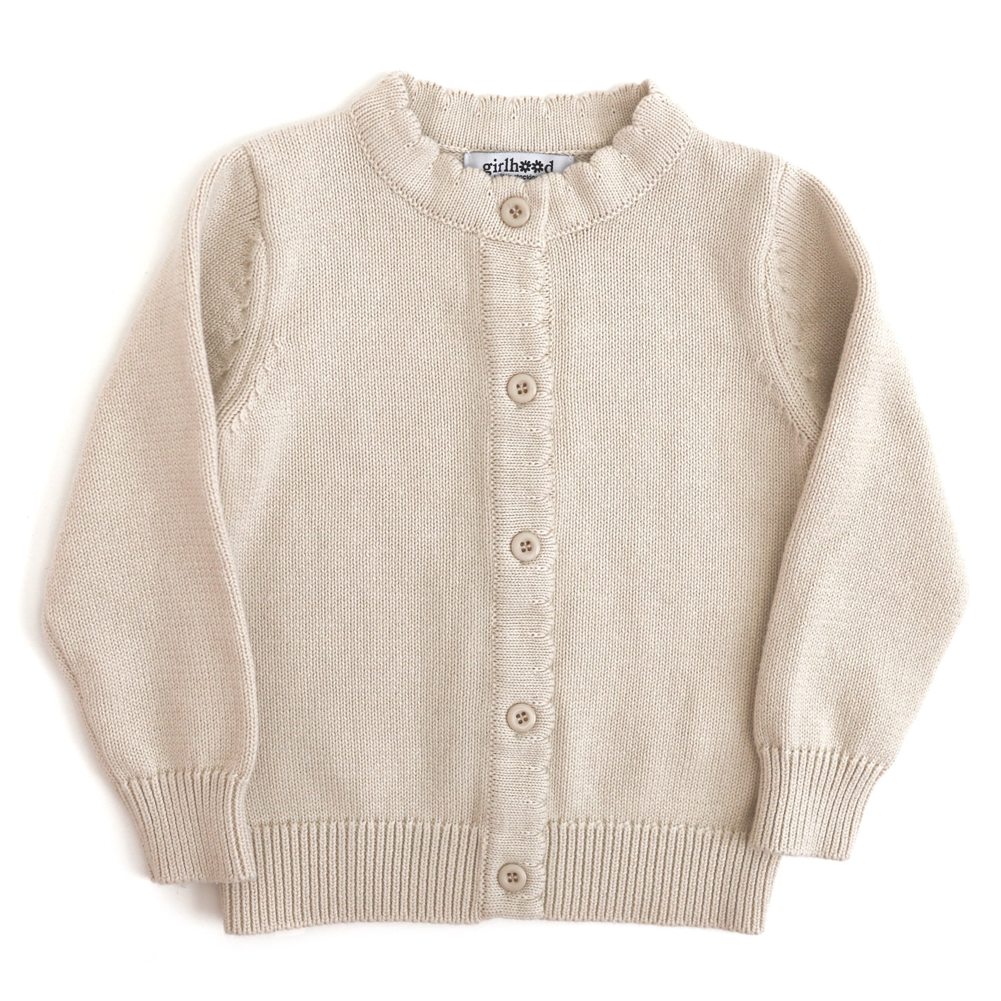 girls' vanilla cotton cardigan sweater