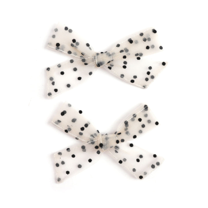 Pigtail Bows - Sheer Vanilla Dot