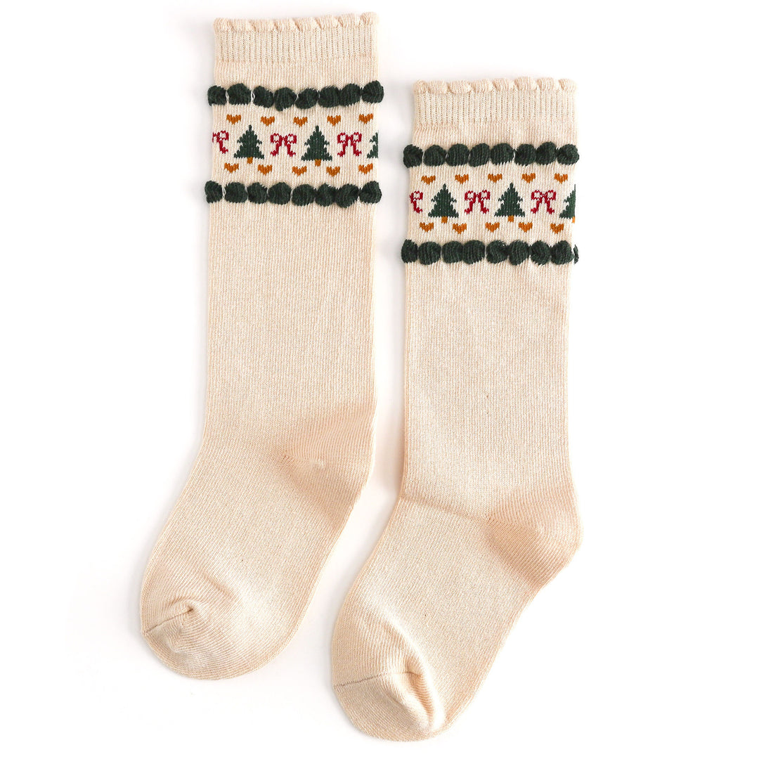Christmas Fair Isle knee high socks for girls