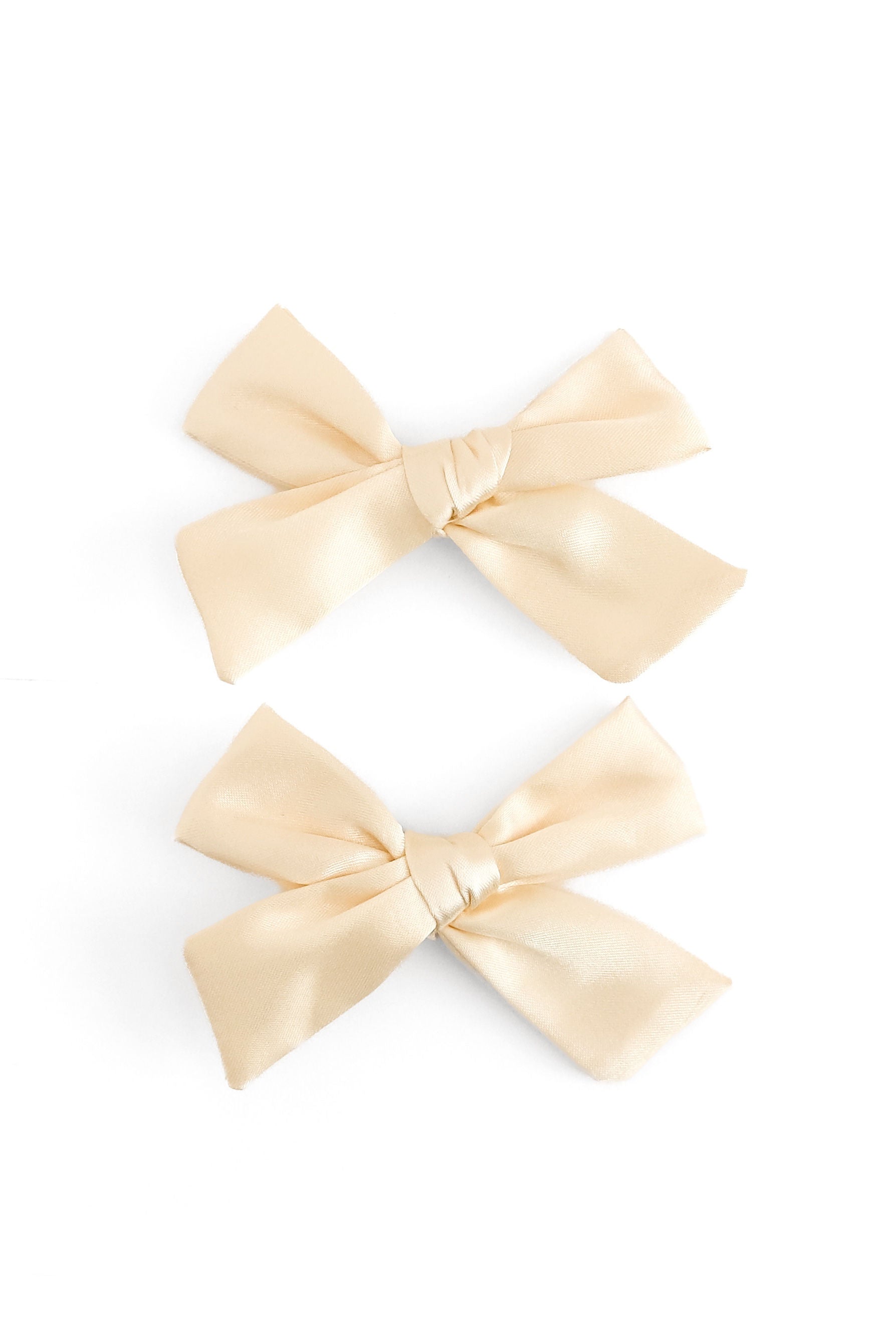 satin vanilla pigtail hair bows shown on a white background