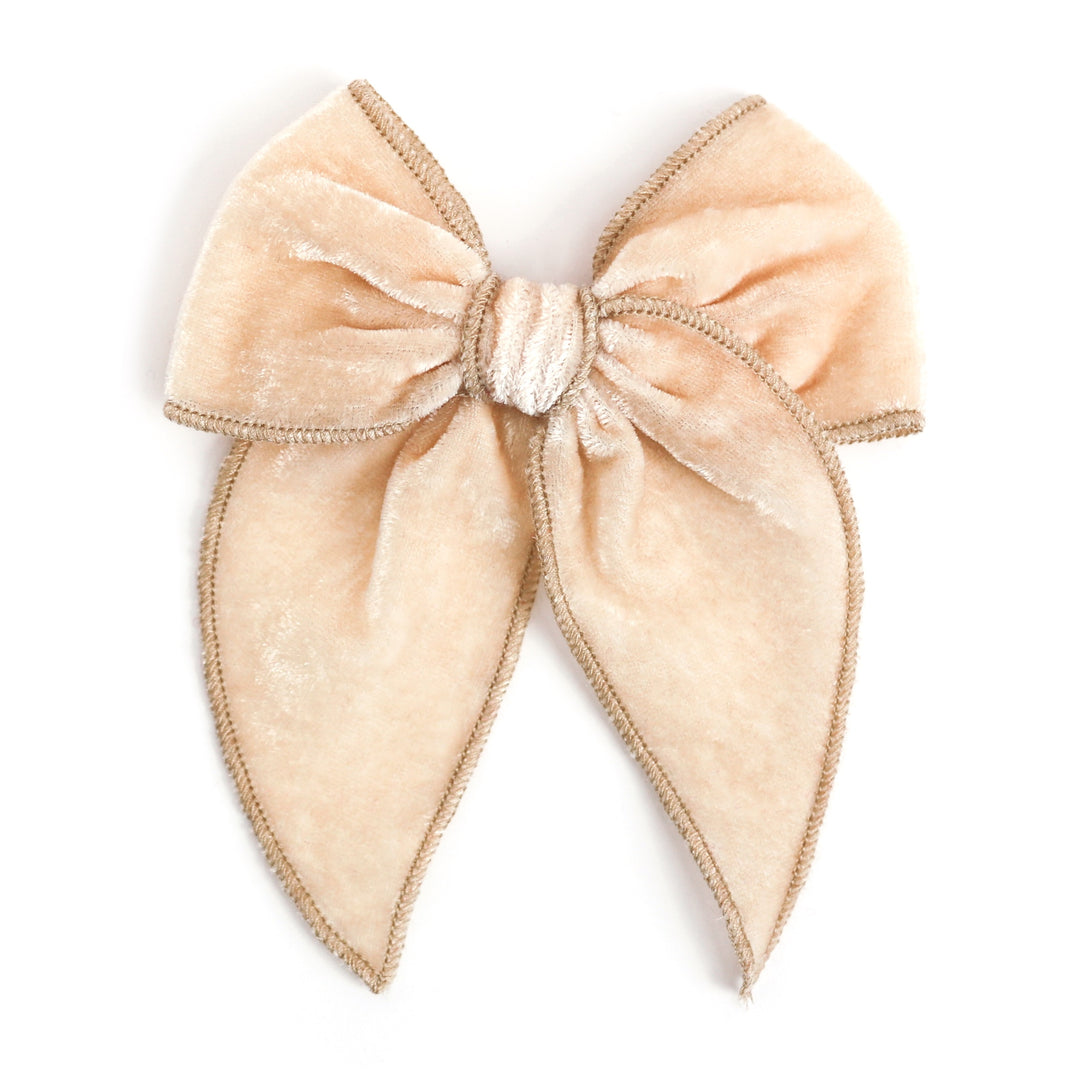 girls cream velvet Christmas bow on clip