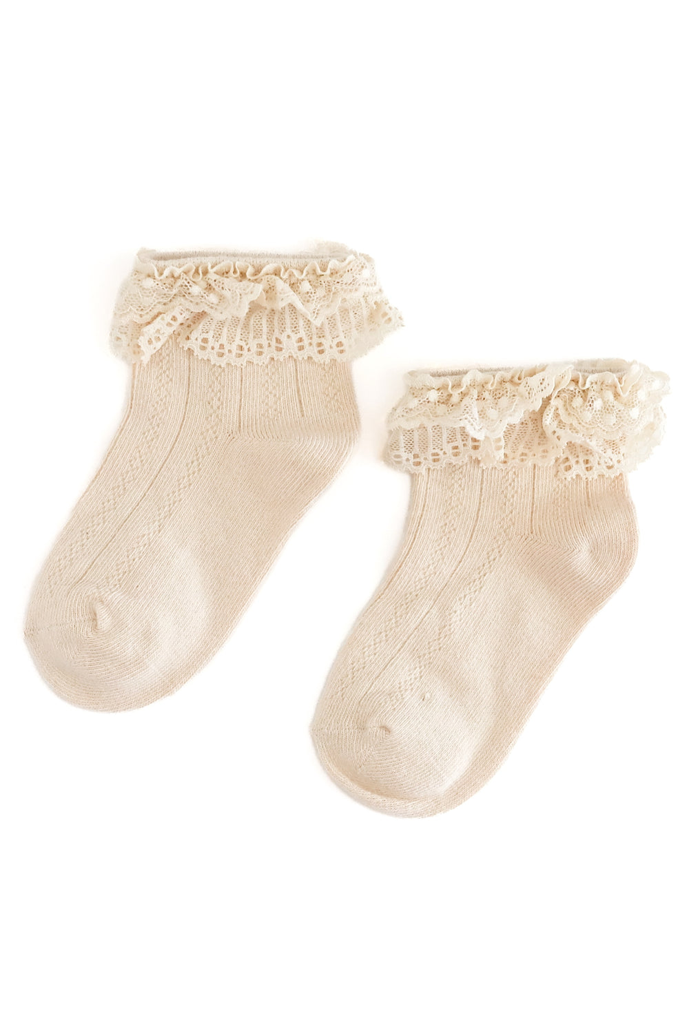 girls' vintage cream lace top ankle socks 