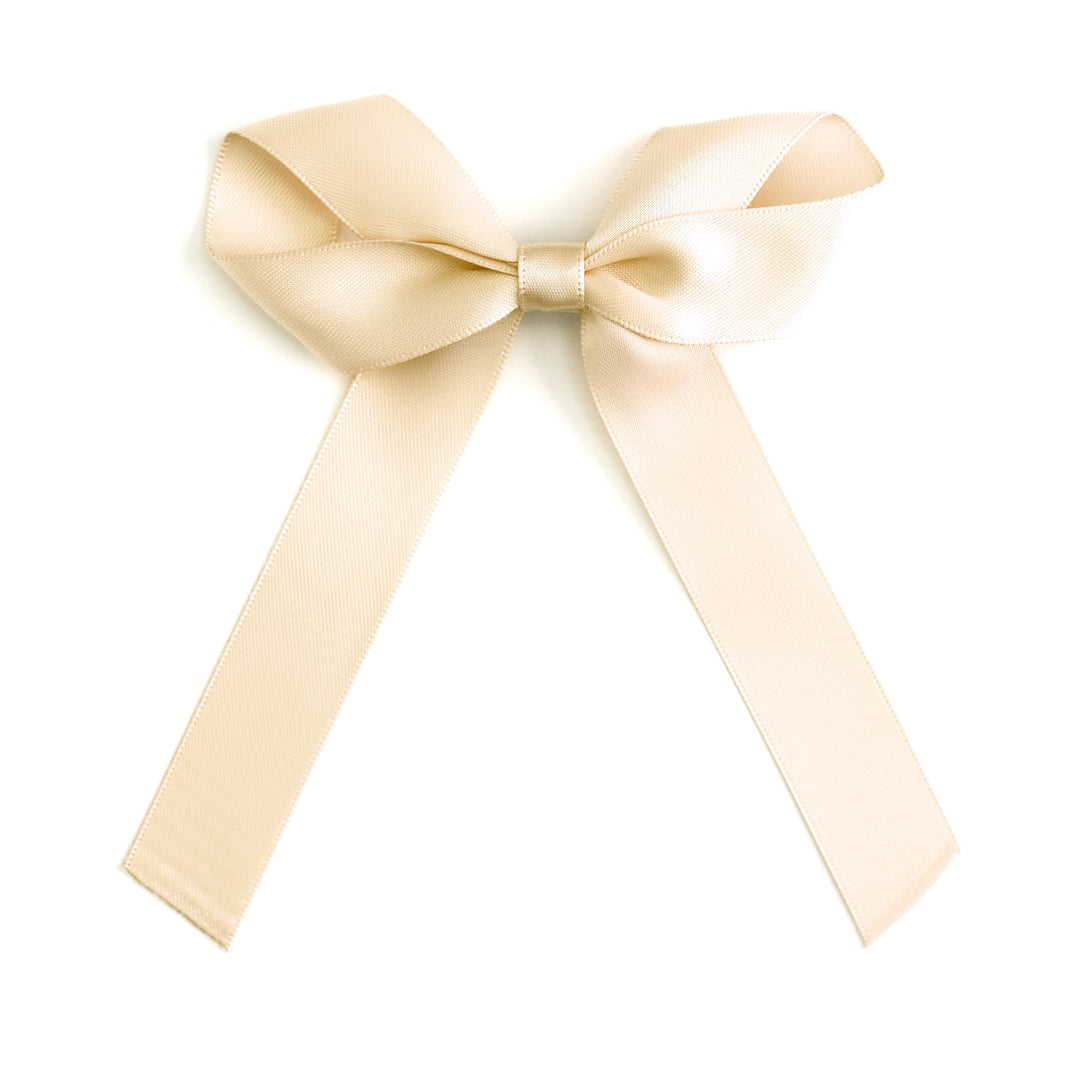 girls' cream satin ribbon bow on alligator clip for fall