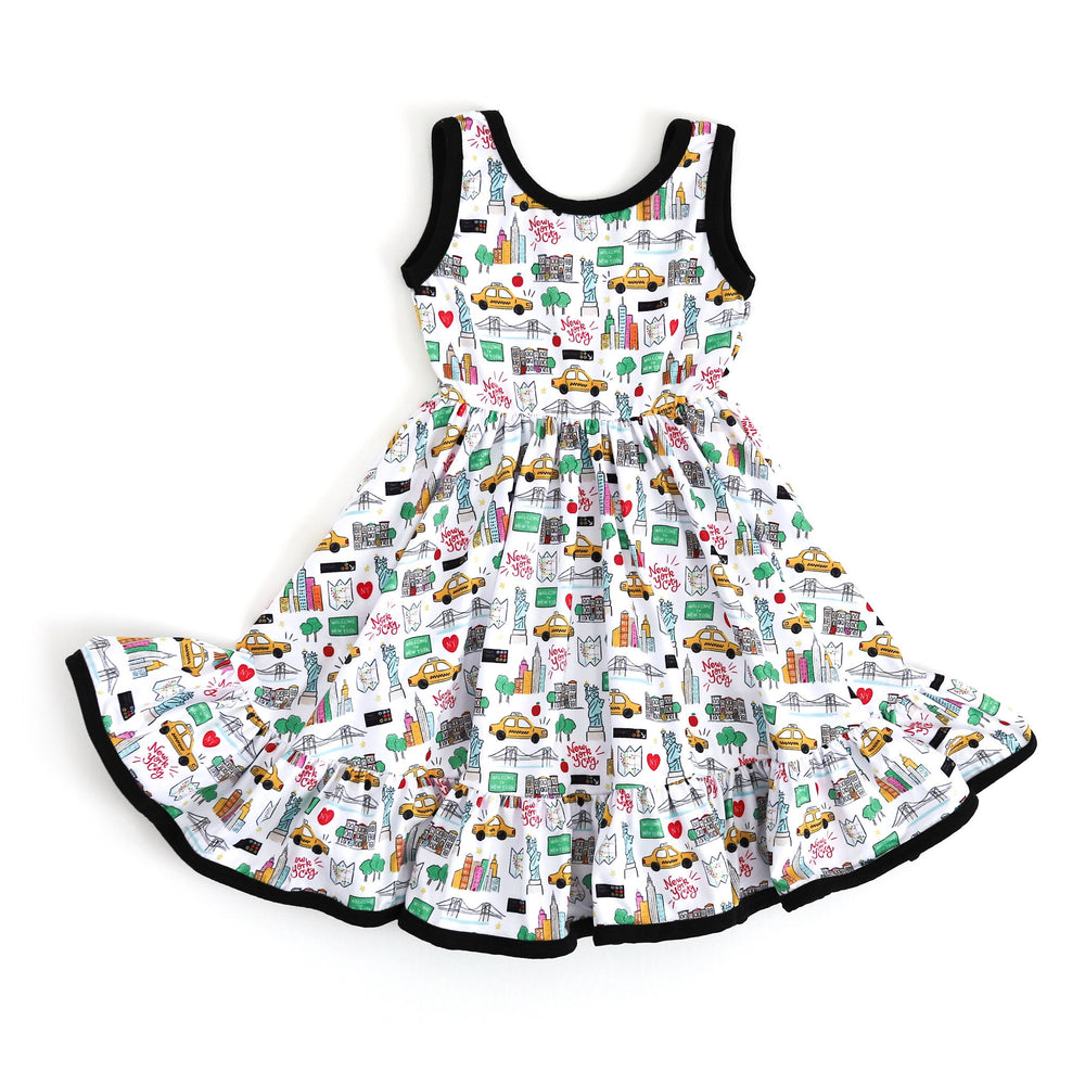 new york city print dress for little girls