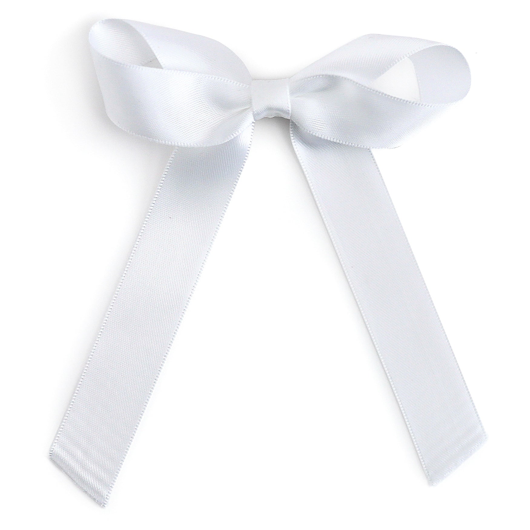 girl's white satin ribbon bow on clip