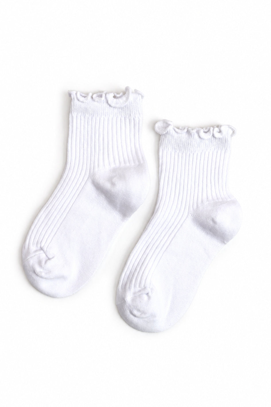 girls' white ribbed lettuce trim midi socks