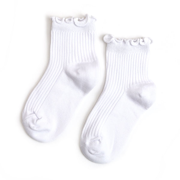 Ribbed Lettuce Trim Midi Socks