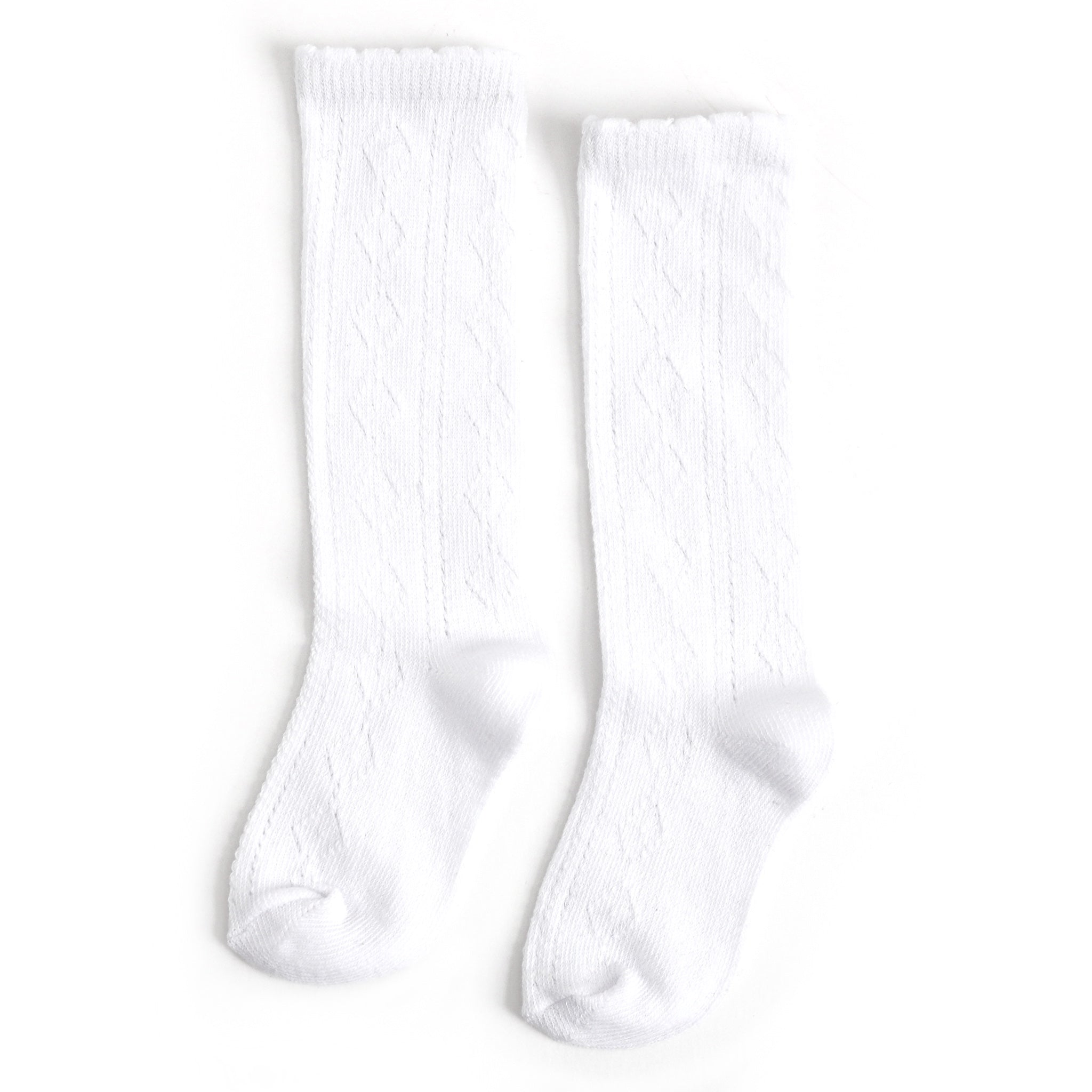 girls white fancy knee highs with scallop trim