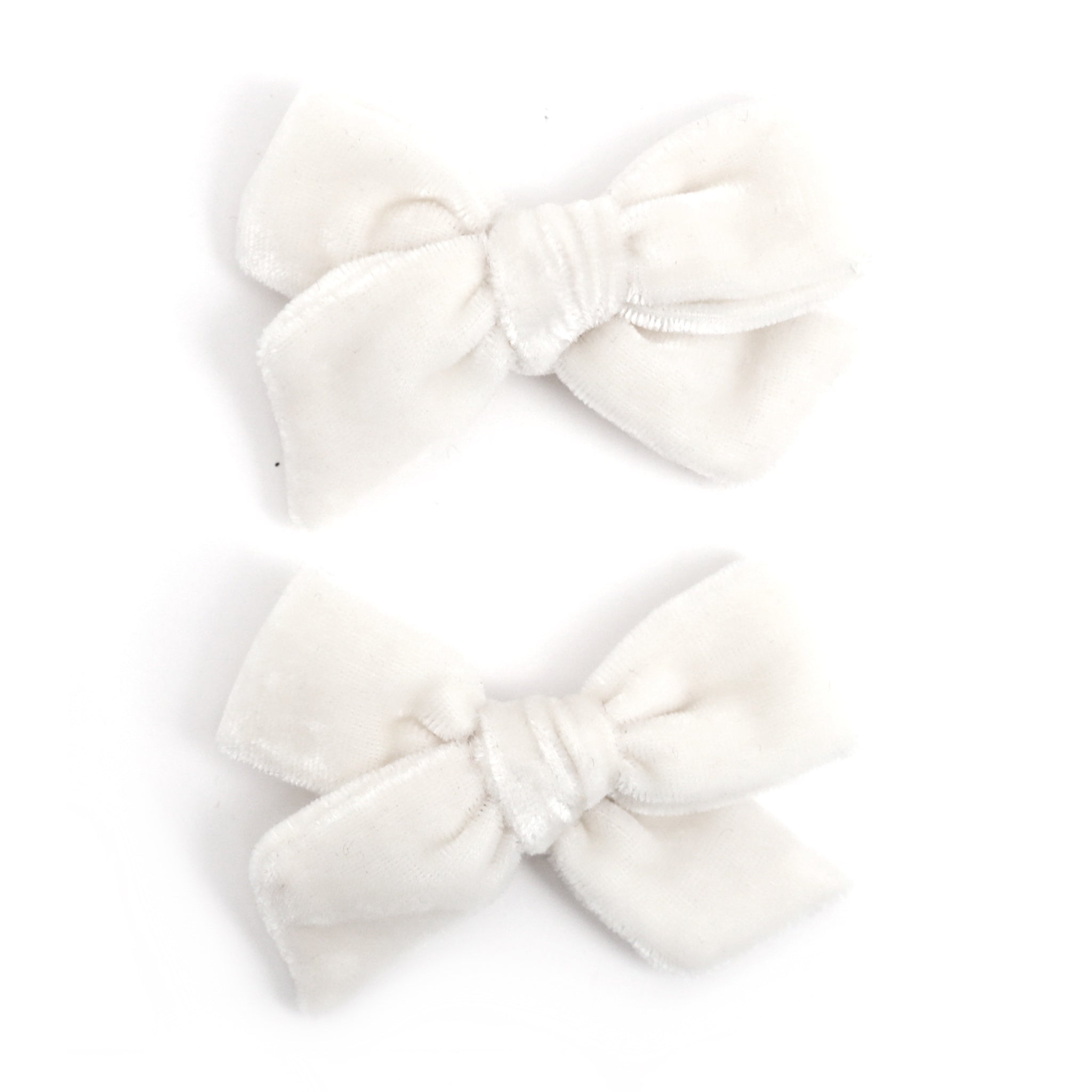 little girls set of pigtail bows in white velvet