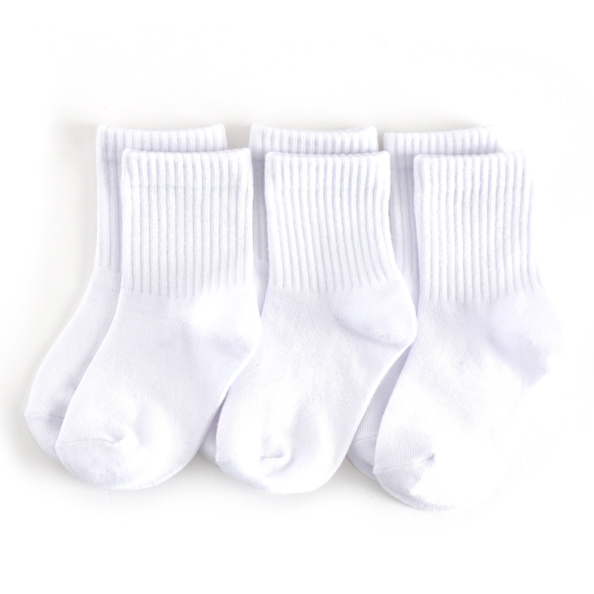children's solid white pack of three midi length crew socks