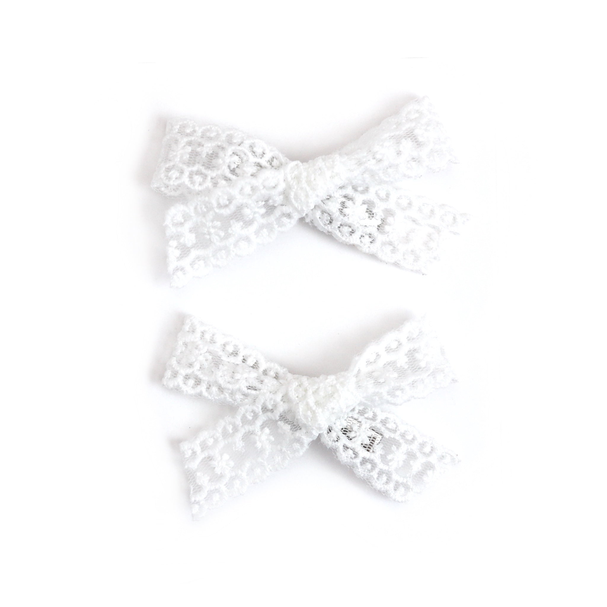 girls' white lace ribbon pigtail bows on clips for spring