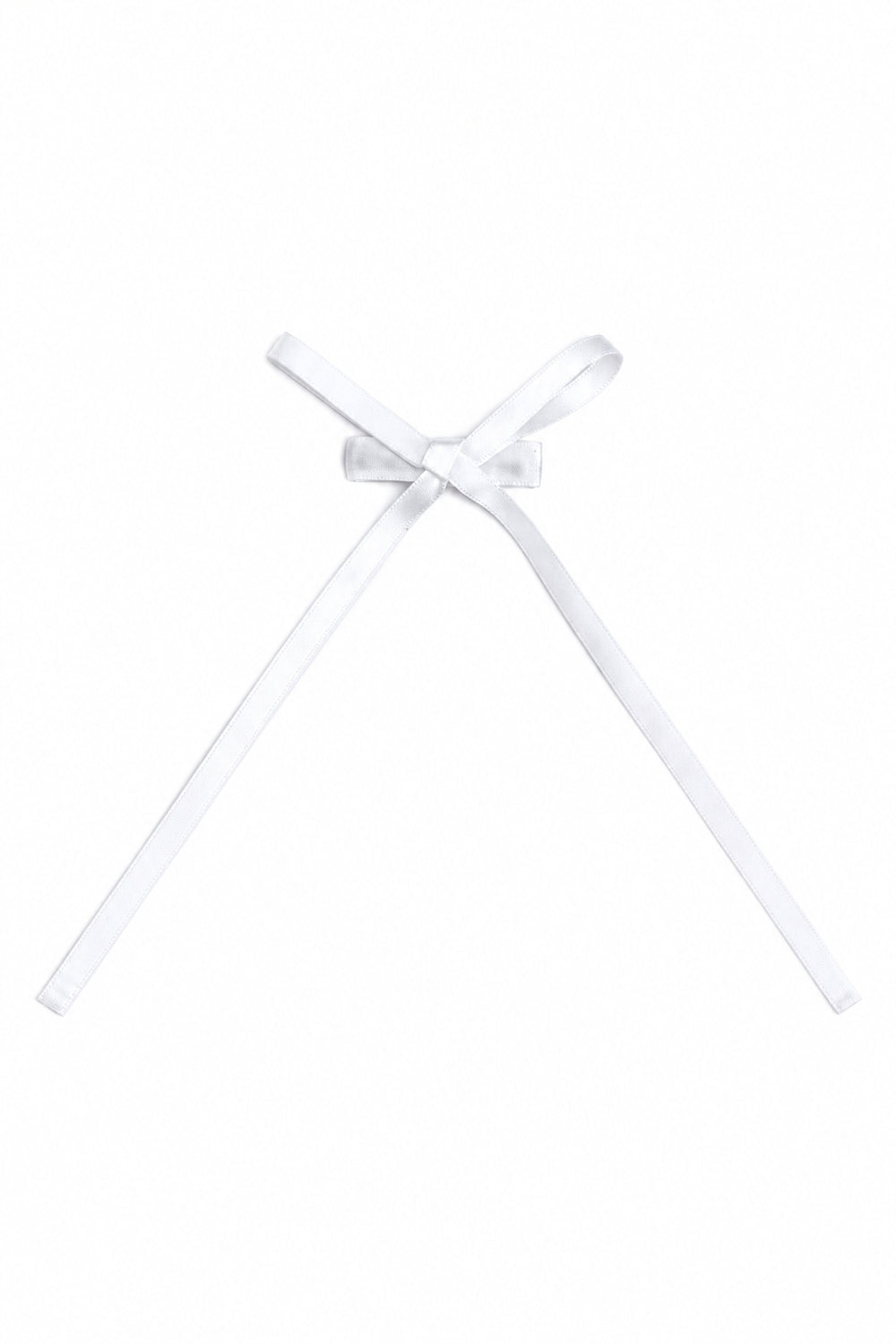 girls' dainty white long tail satin ribbon hairbow on clip for spring and easter