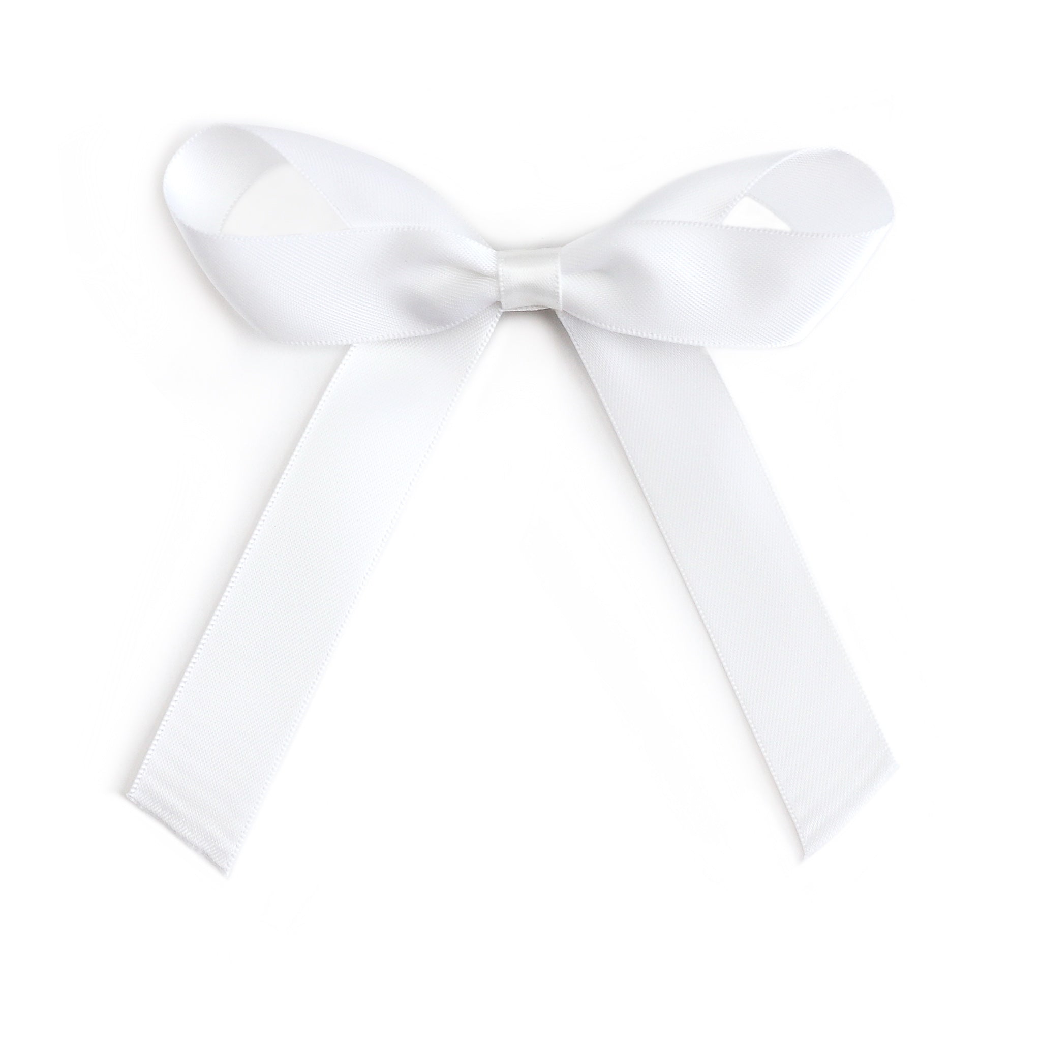 girl's white satin ribbon bow on clip