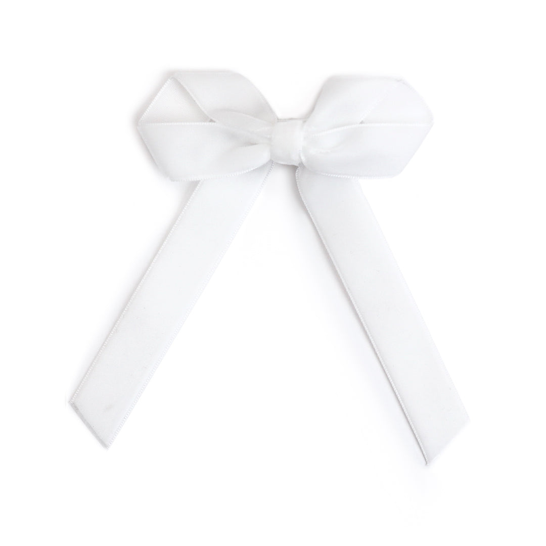 girl's white velvet ribbon hairbow for spring and easter