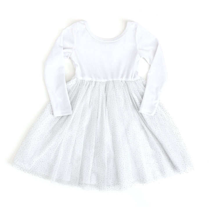 girls white fancy velvet dress with tulle sparkle skirt