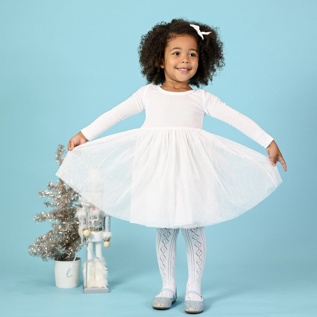 girls white velvet and tulle holiday party dress