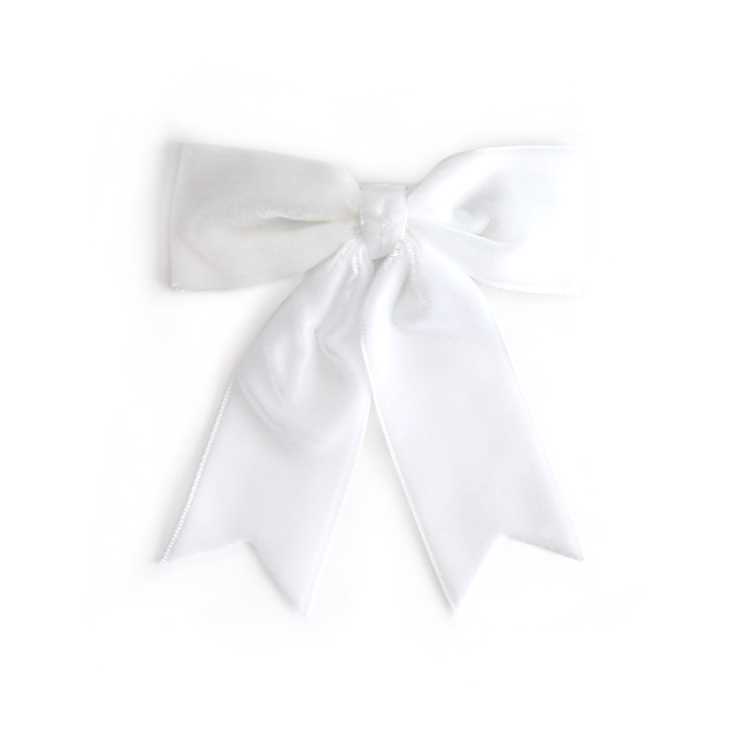 girls' winter white velvet ribbon bow on clip