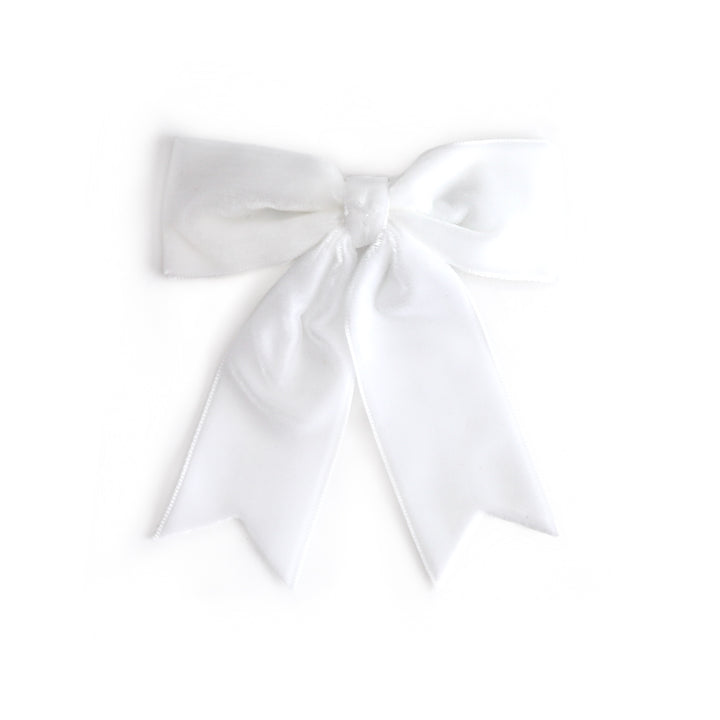 girls' winter white velvet ribbon bow on clip