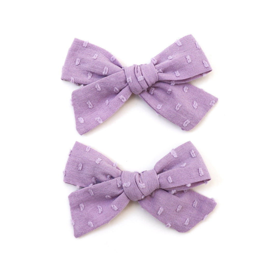 light purple dot pigtail bows