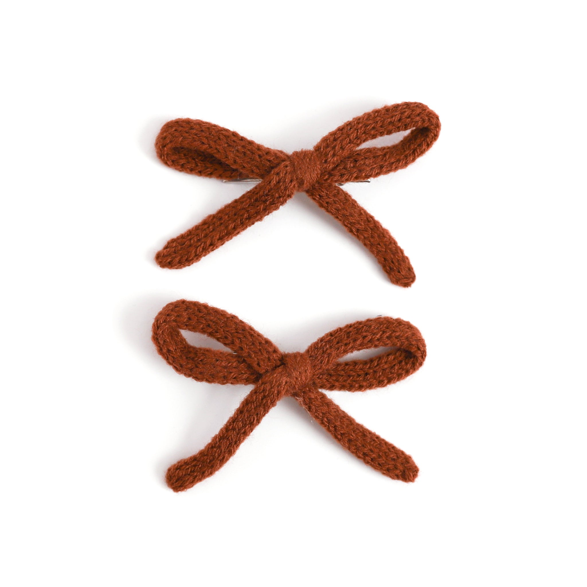 girls' yarn bow clips in sugar almond