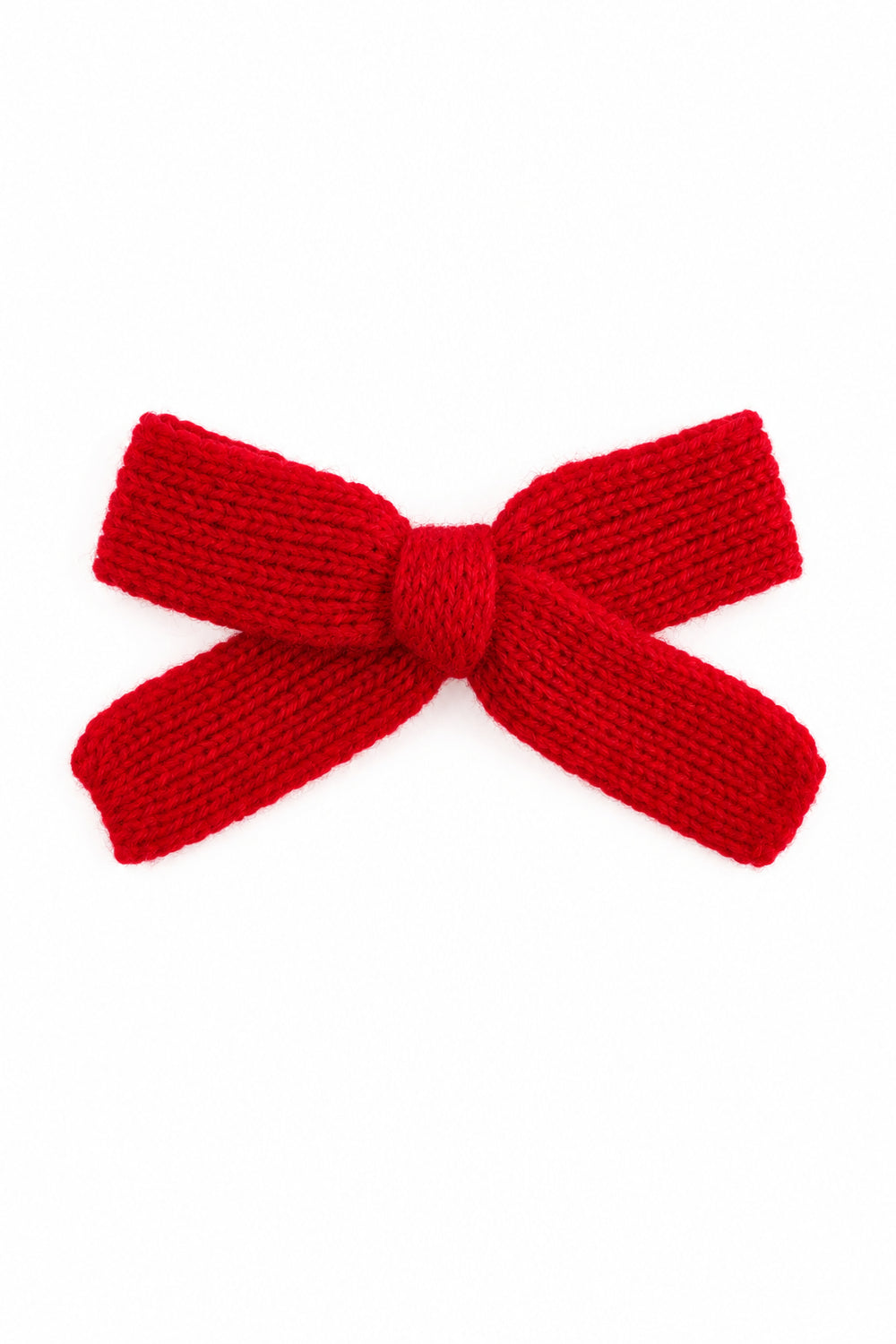 girls' bright red yarn knit hair bow on alligator clip