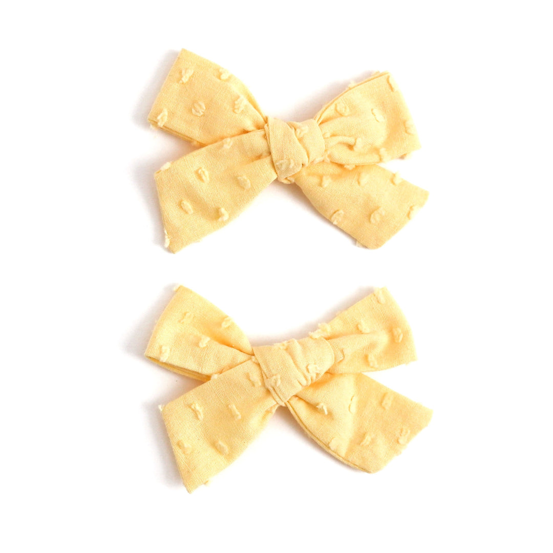 sunshine yellow dot pigtail bow set