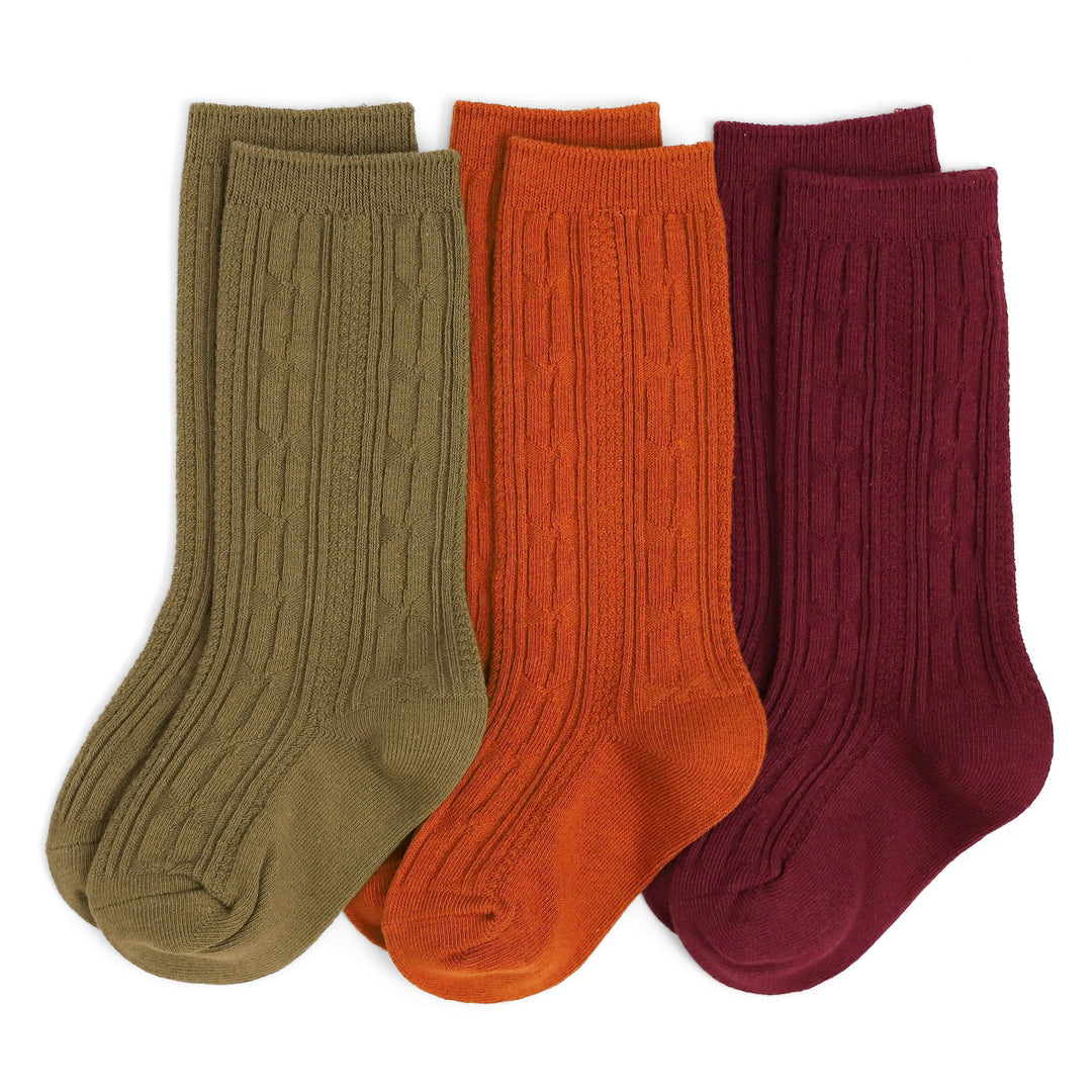 Yosemite cable knit knee high socks for babies, toddlers & girls.