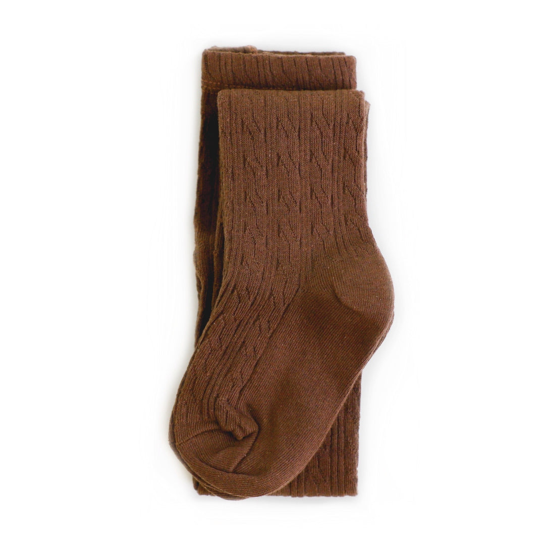 high quality brown cable knit tights for babies, toddlers and girls