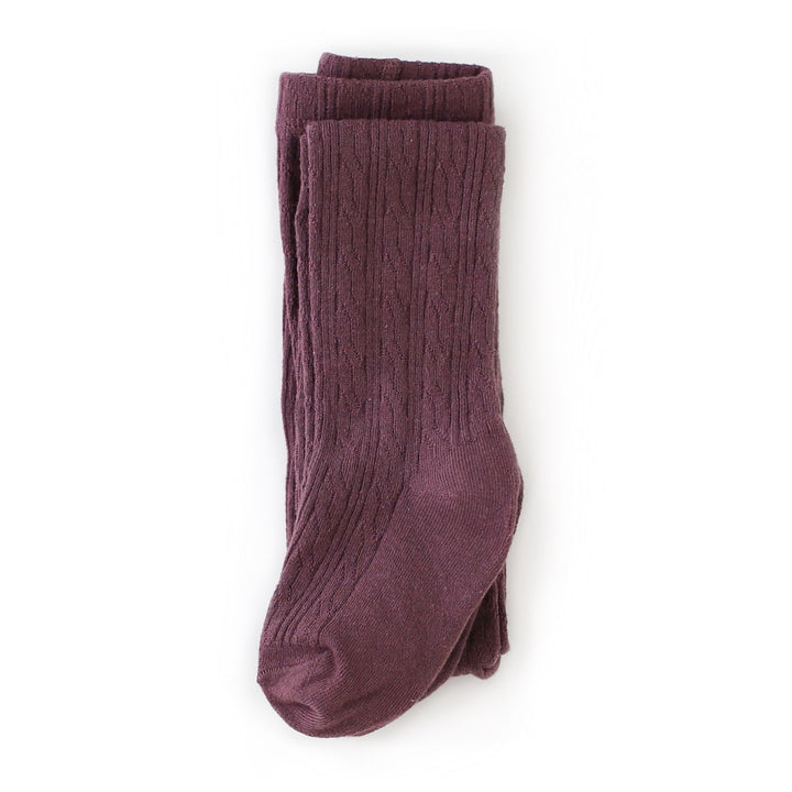dusty plum cable knit tights by little stocking co