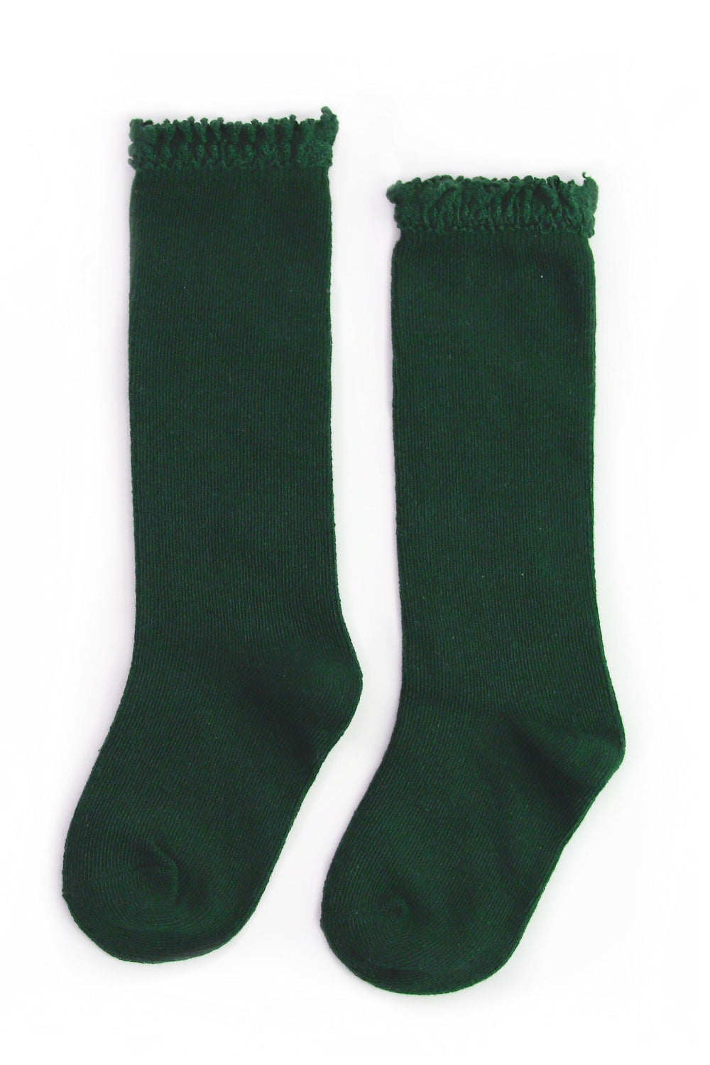 forest green lace top knee high socks for babies, toddlers and little girls