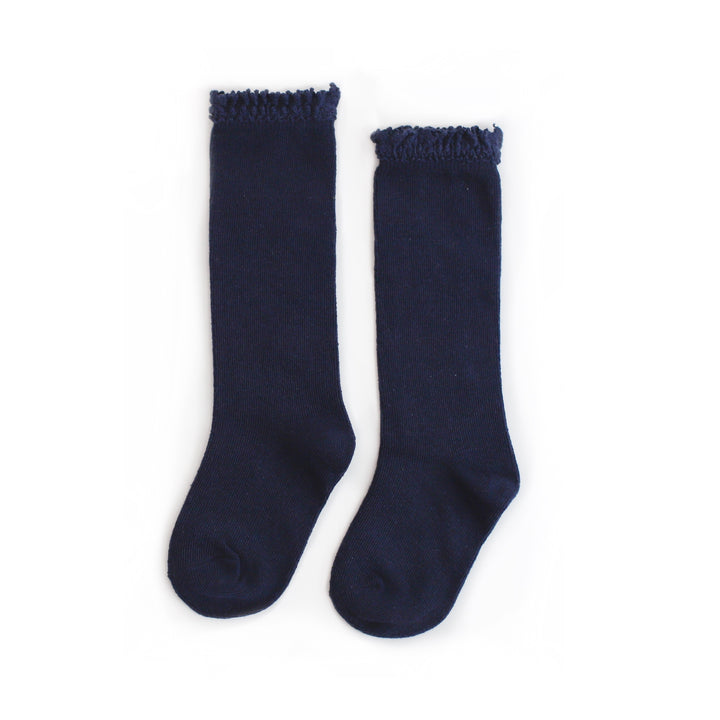 navy blue lace top knee high socks