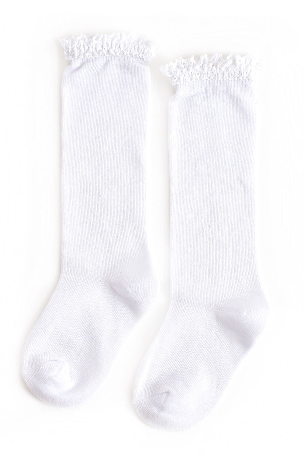 white lace top knee high socks by little stocking co