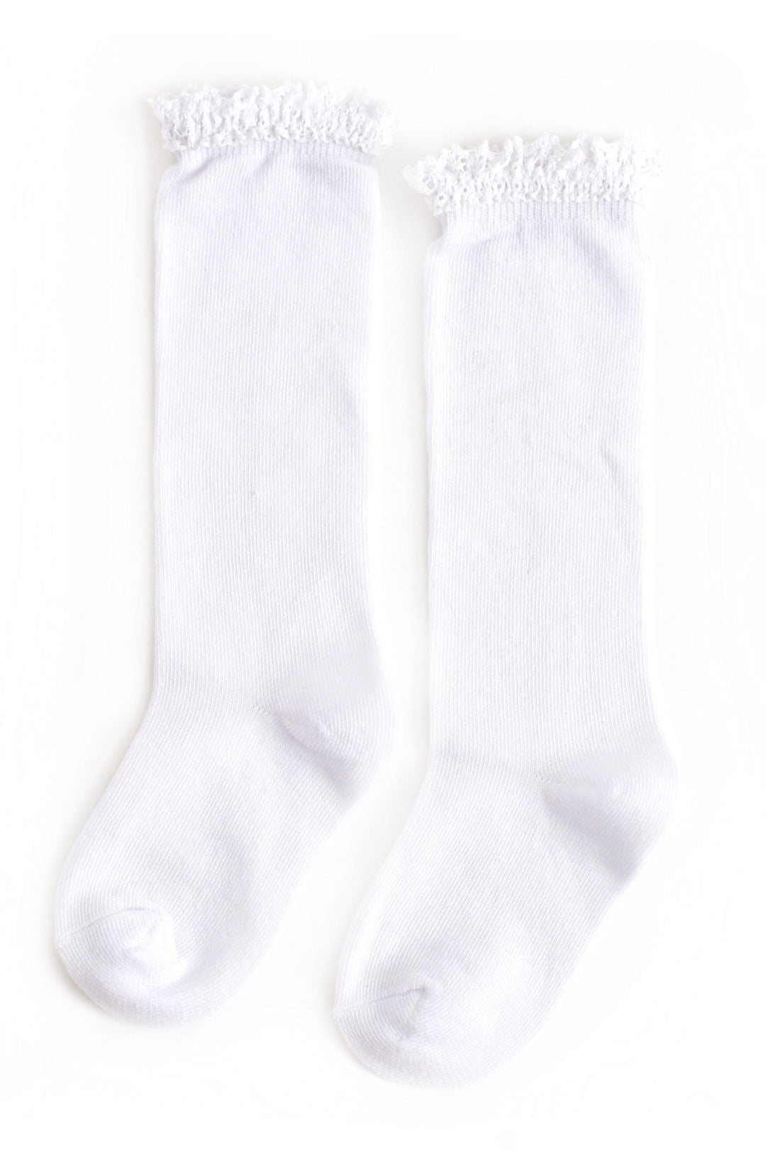 white lace top knee high socks by little stocking co