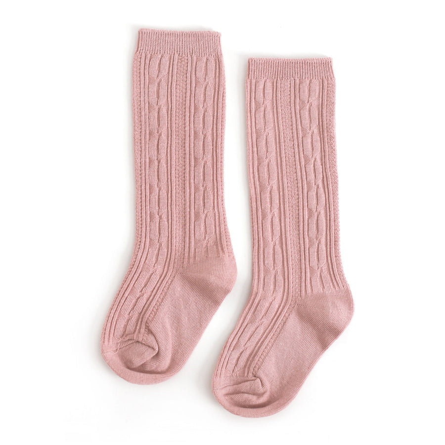 Blush Cable Knit Knee High Socks Little Stocking Company