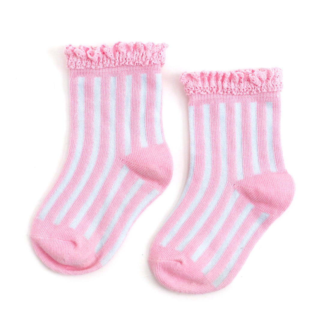 Cotton Candy Stripe Lace Midi Sock
