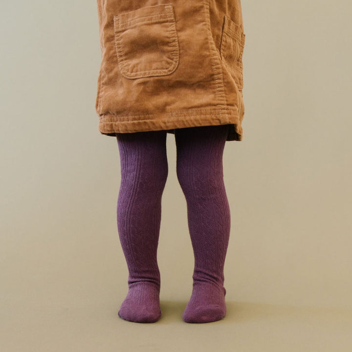 Dusty Plum Cable Knit Tights for Babies, Toddlers & Girls. – Little ...